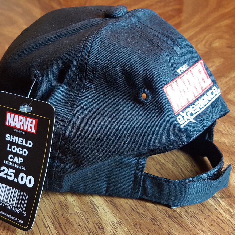MARVEL SHIELD LOGO BLACK CAP - Adjustable Size Hat - Picture 2 of 9